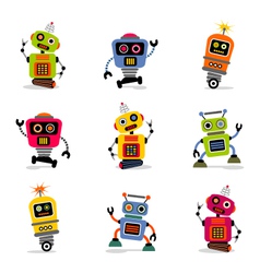 Cute robots set 2 vector image
