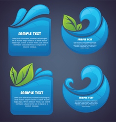 Water stickers and symbols on dark background vector image