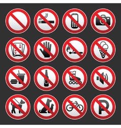 Set prohibited signs on a gray background vector image