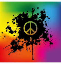 Peace sign on rainbow background vector image