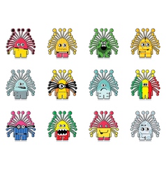 Set of twelve monster vector image