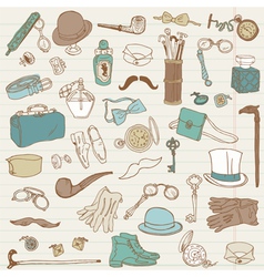 Gentlemens Accessories doodle collection vector image