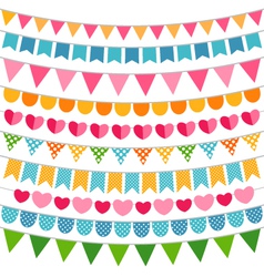 Colorful garlands and bunting flags vector image