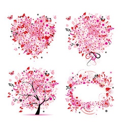 Summer pink tree frame vector image