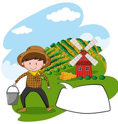 Farmer working in the farmland vector image