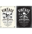 Vintage skull frame set vector image