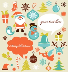 Retro christmas design elements vector image