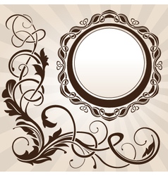 Vintage floral corner with frame vector image