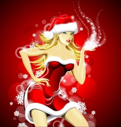 Christmas with sexy santa girl vector image