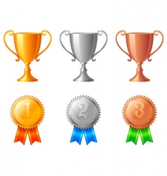 trophy cups and medals vector image