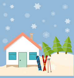 Ski resort mountains landscape fir trees forest vector image