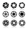 Camera shutter aperture icons set vector image