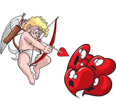 Cupid shoots hearts vector image