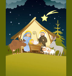 Christmas nativity scene vector image
