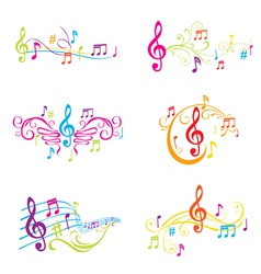 Set of Colorful Musical Notes vector image
