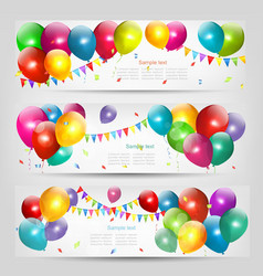 Holiday banners with colorful balloons vector image