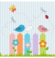 Birds on fence with letter vector image