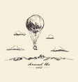 Air balloon mountains adventures sketch vector image