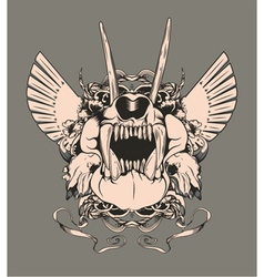 Vintage emblem with animal skull vector image