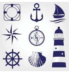 Set of vintage nautical labels icons and design vector image