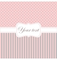 Pink card invitation with polka dots and stripes vector image