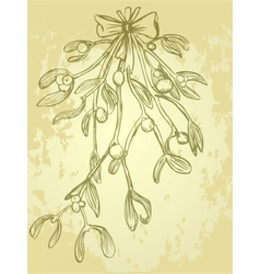 Mistletoe Christmas grungy card vector image