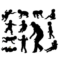 Baby silhouettes vector image