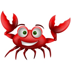 Red crab cartoon smiling vector image