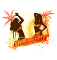 Beach party background with two dancing girls vector image