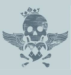 Skull with heart and wings vector image
