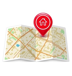 City map with label home pin vector image
