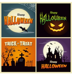 Happy halloween set card vector image