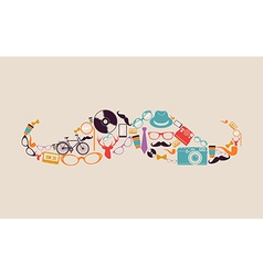 Retro hipsters icons mustache Retro hipsters icons mustache vector image
