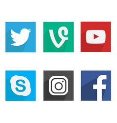 Flat social media icons vector image