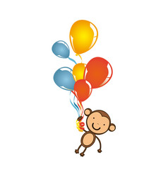 Color monkey hanging in the bolloons icon vector image
