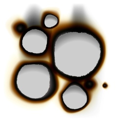 Collection of burnt holes in white paper vector image