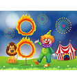 A lion and a clown performing vector image