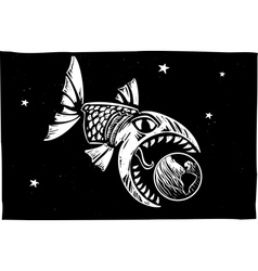 Fish Eating Earth vector image