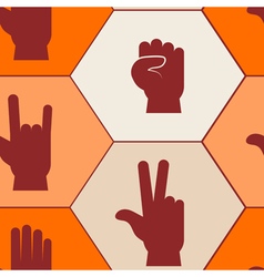 Seamless background with hands and finger icons Seamless background with hands and finger icons vector image