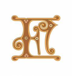 Golden letter f vector image