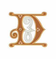 d gold letter with swirly ornaments royalty free vector