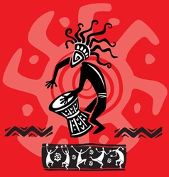 Dancing musician with a drum vector image