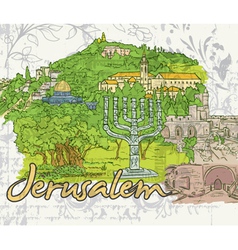 Jerusalem doodles vector image