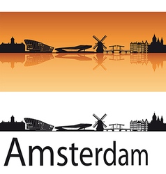 Amsterdam skyline in orange background Amsterdam skyline in orange background vector image