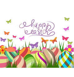 Handwriting inscription happy easter template Handwriting inscription happy easter template vector image