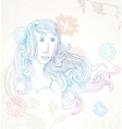 Beautiful girl on floral background vector image
