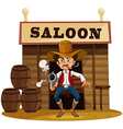 A man holding a gun outside the saloon bar vector image