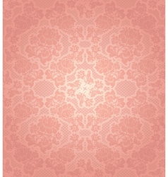 Lace background ornamental pink flowers template vector image