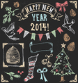 Vintage Christmas Chalkboard Hand Drawn Set 2 vector image