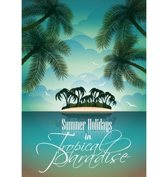 Summer holiday flyer design with palm trees vector image